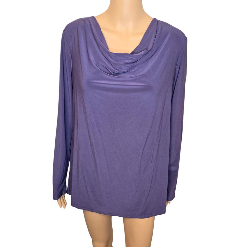 Attitudes by Renee Purple Long Sleeve‎ Blouse Womens Cotton Top Med